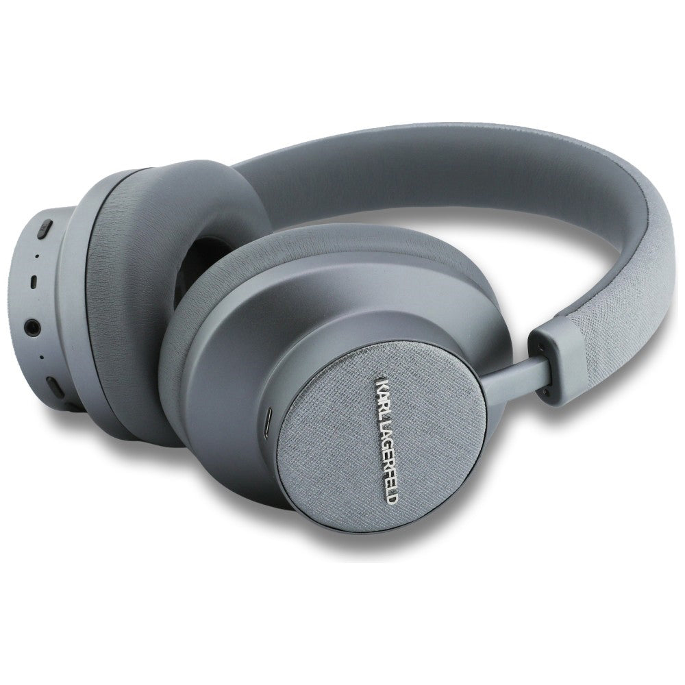 Karl Lagerfeld Saffiano Elongated Bluetooth Handsfree, A2DP, ANC, Grey