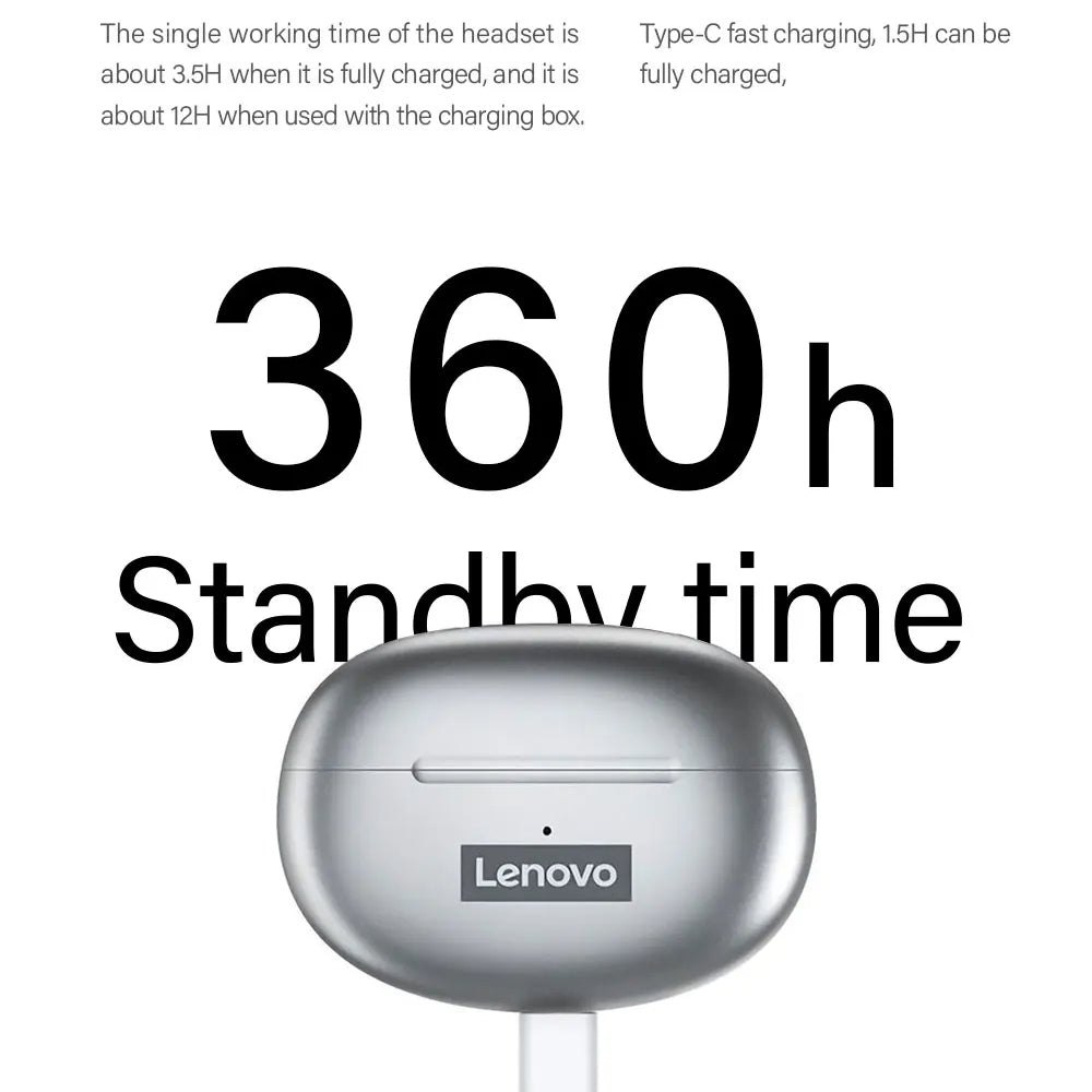 Handsfree Bluetooth Lenovo ThinkPlus LP5, TWS, Valkoinen