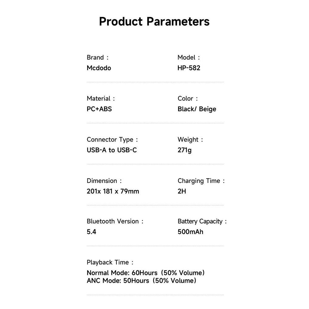 Handsfree Bluetooth McDodo HP-5820 T03, A2DP, ANC, Musta