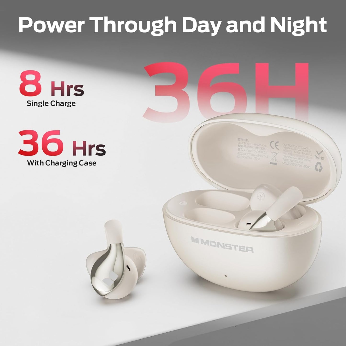 Handsfree Bluetooth Monster AC225, TWS, Vaalean beige