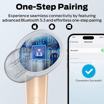 Handsfree Bluetooth Monster N-Lite 203 AirLinks, TWS, Kulta
