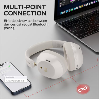 Bluetooth Handsfree Monster Persona 6th, MultiPoint, A2DP, ANC, White