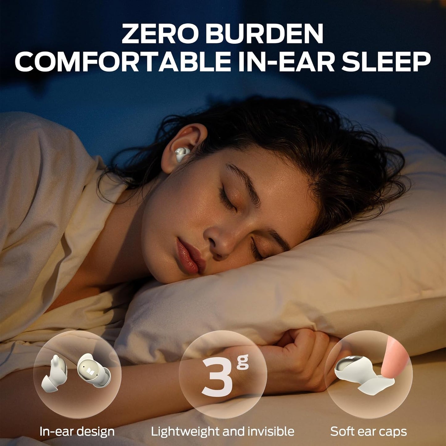 Handsfree Bluetooth Monster Sleep Ear200, TWS, ANC, Kulta