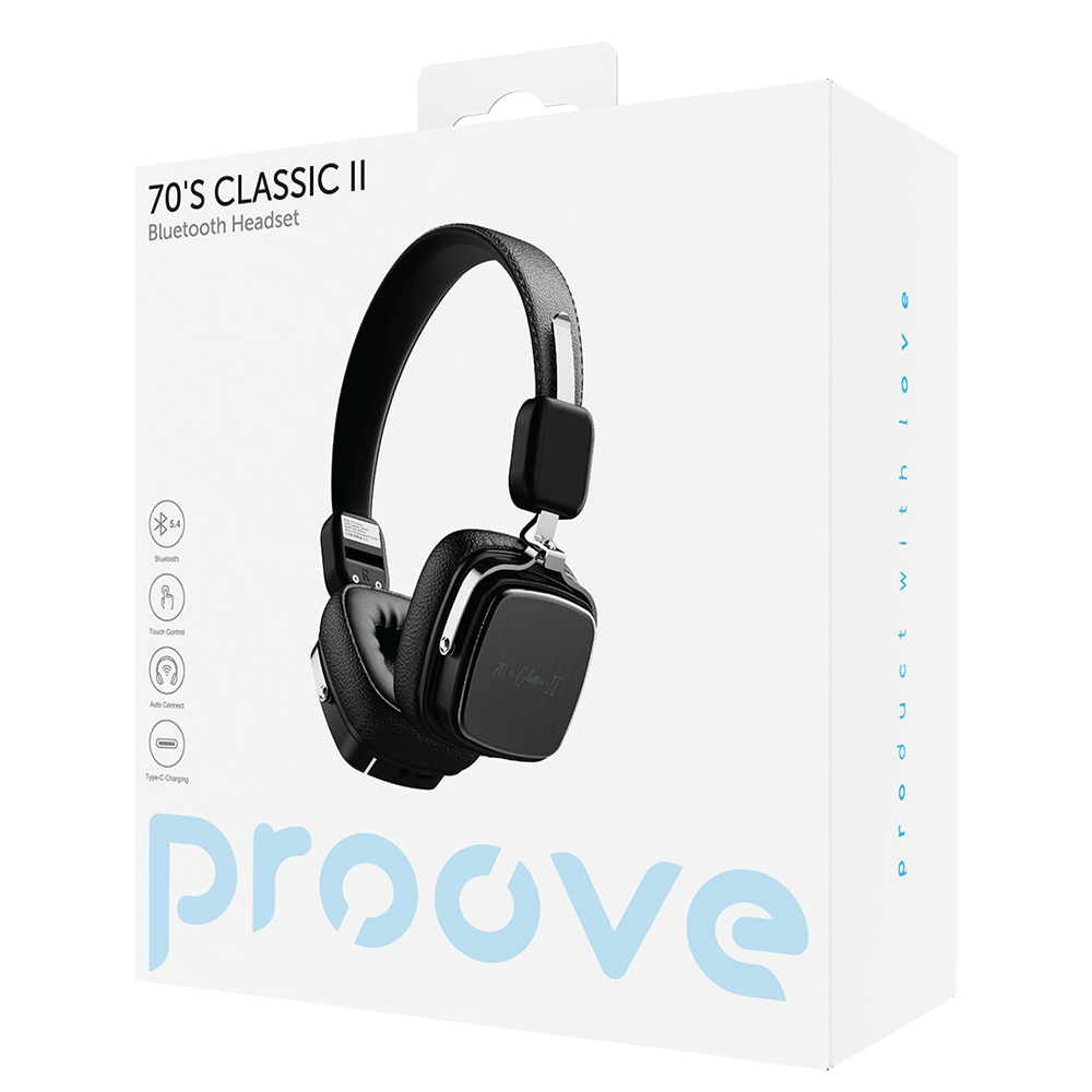 Handsfree Bluetooth Proove 70's Classic II, A2DP, Musta