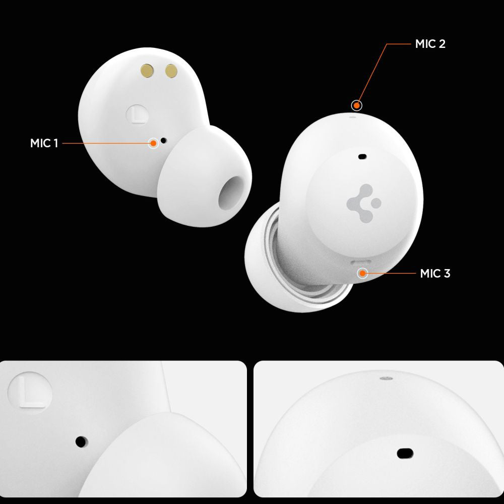 Handsfree Bluetooth Spigen SA2401, TWS, ANC, Valkoinen ASD07963