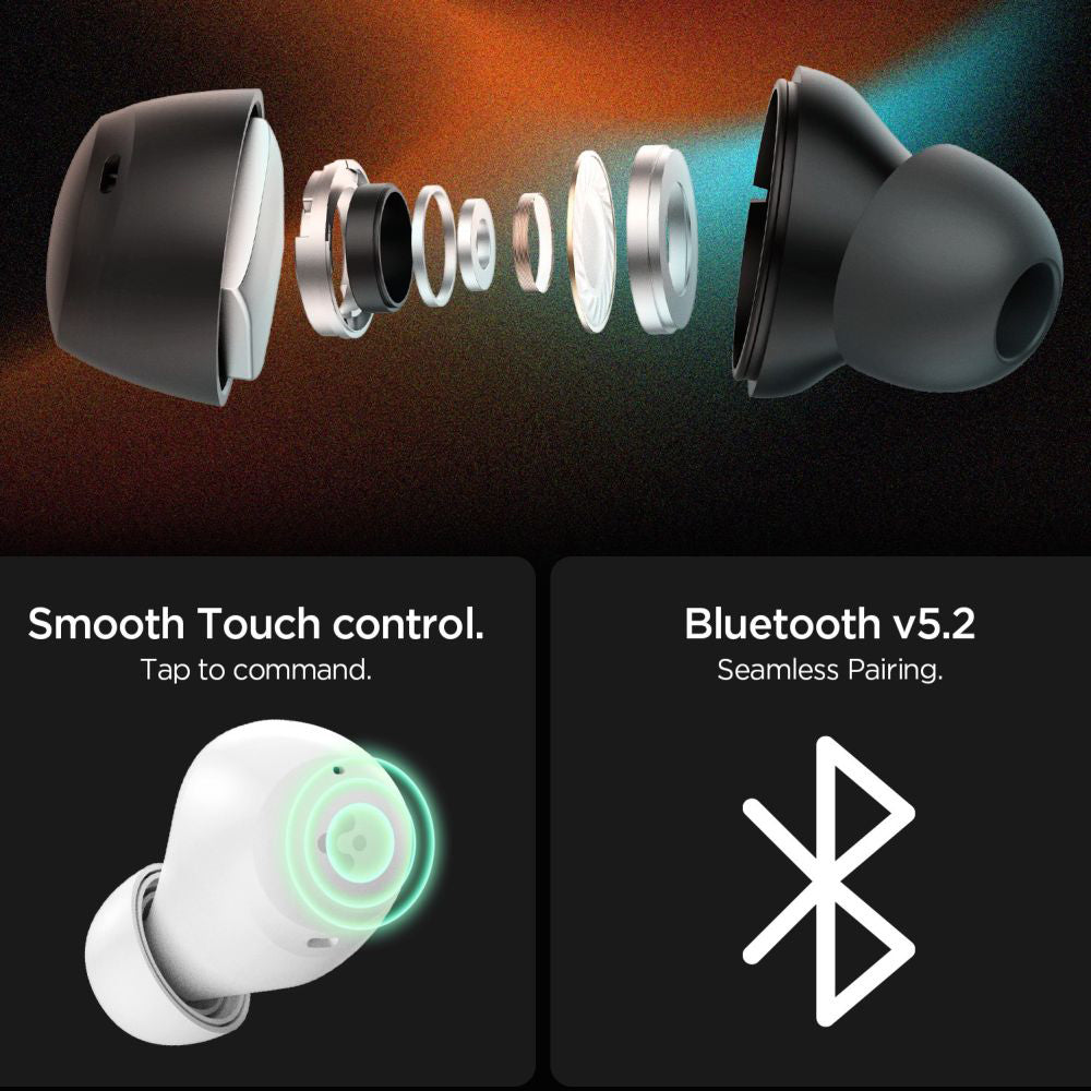 Handsfree Bluetooth Spigen SA2401, TWS, ANC, Valkoinen ASD07963