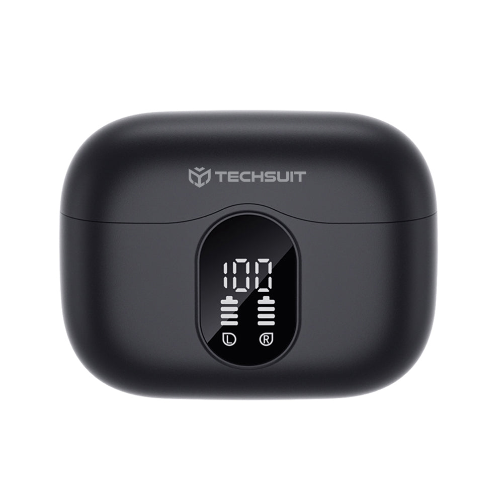 Handsfree Bluetooth Techsuit CW3 WaveBeat 100, TWS, ANC, Musta