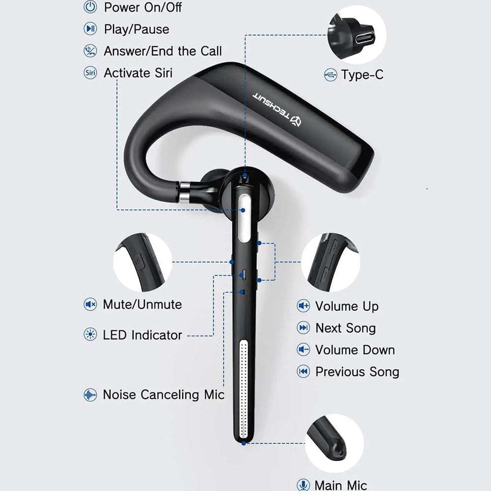 Handsfree Bluetooth Techsuit PowerTalks G6, MultiPoint, A2DP, Musta