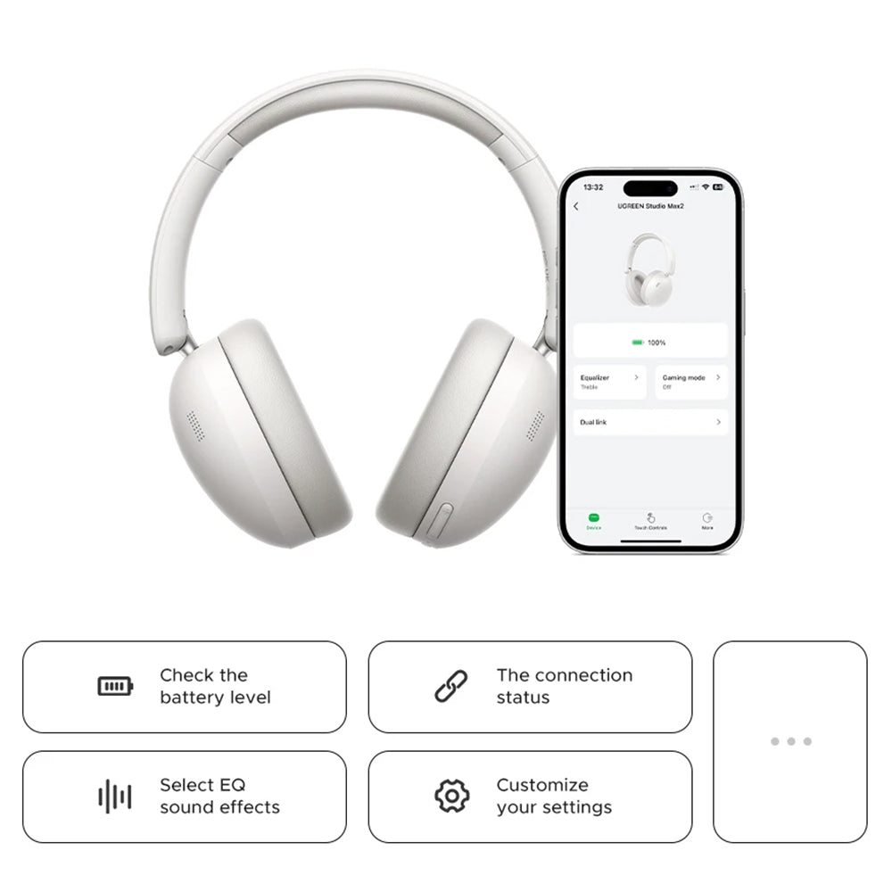 Handsfree Bluetooth UGREEN HiTune Max 2 HP205, MultiPoint, A2DP, ANC, Musta