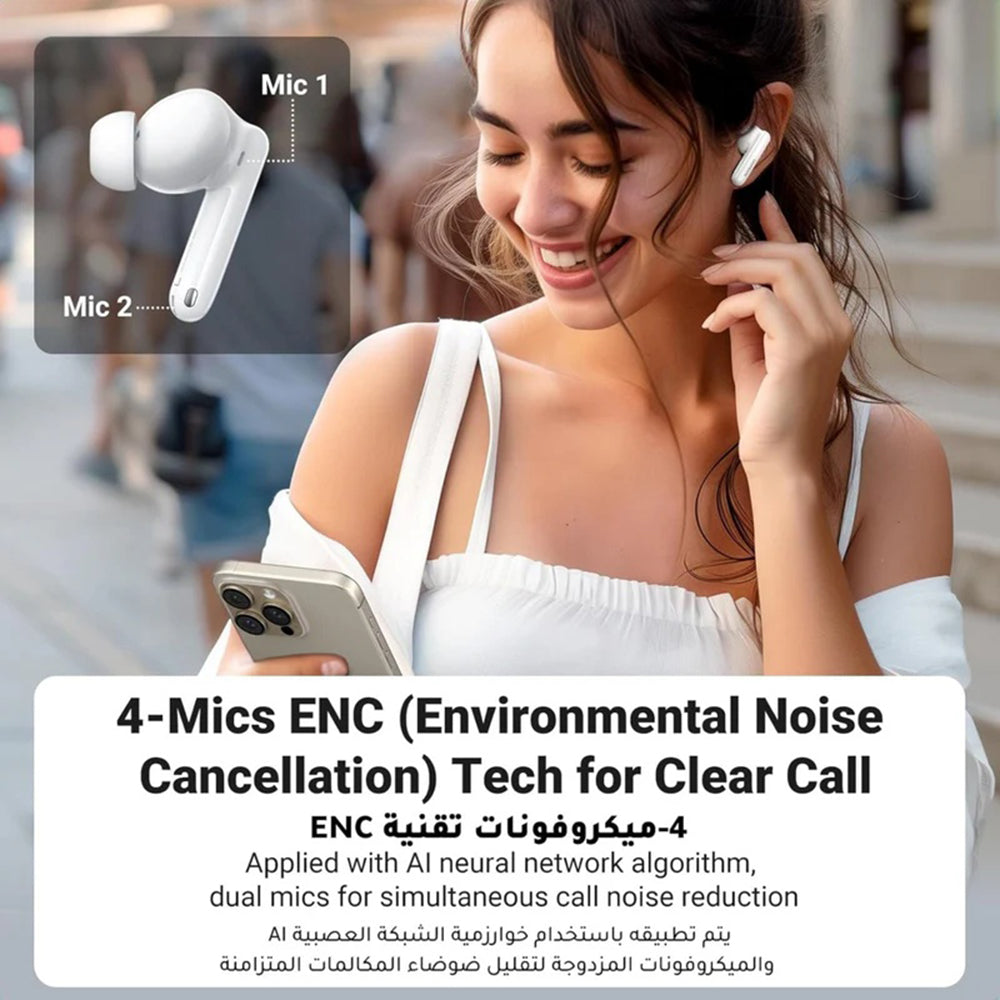 UGREEN HiTune T3 Pro WS206 Bluetooth Handsfree, TWS, ANC, MultiPoint, White