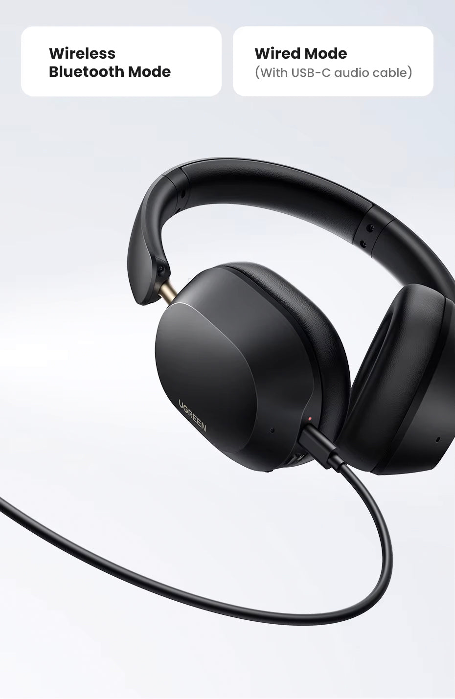 Handsfree Bluetooth UGREEN HiTune Max5C HP203, A2DP, ANC, Musta