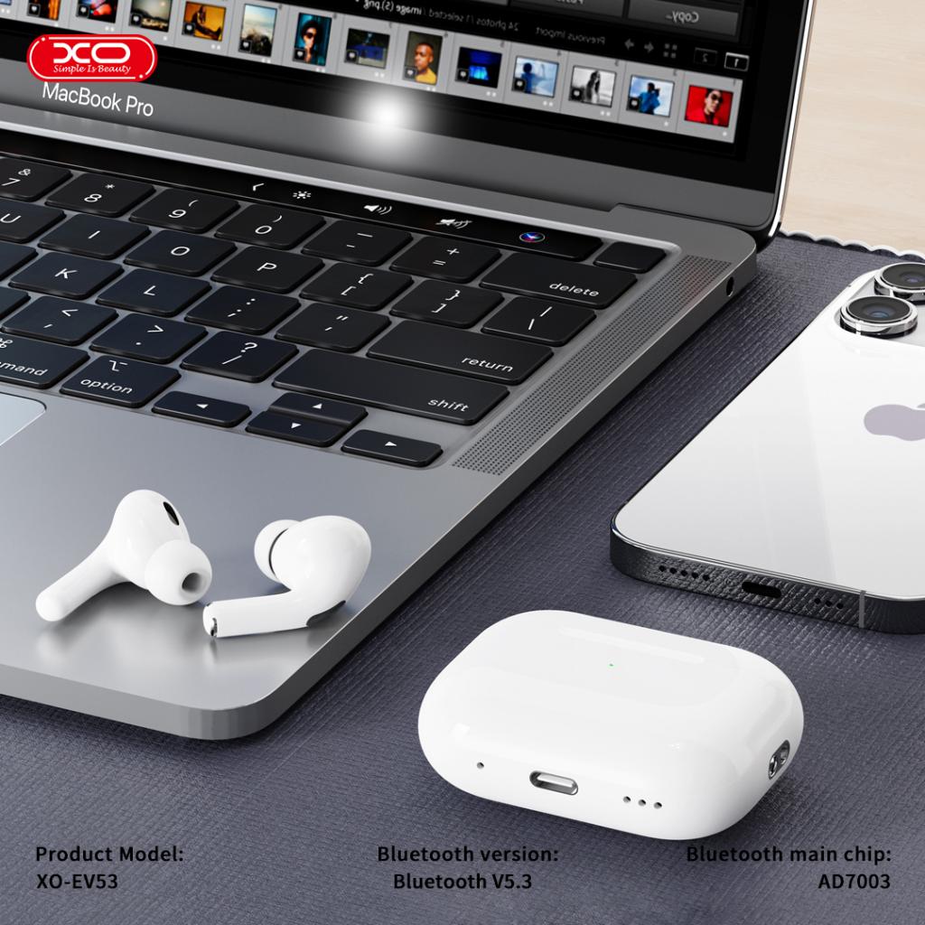 Handsfree Bluetooth XO Design EV53, TWS, ANC, Valkoinen
