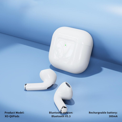 Handsfree Bluetooth XO Design Q6 Pods, TWS, Valkoinen