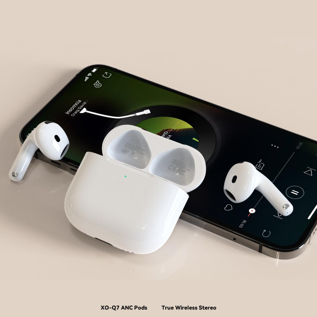 Handsfree Bluetooth XO Design Q7 Pods, TWS, ANC, Valkoinen