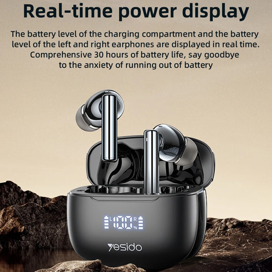 Handsfree Bluetooth Yesido TWS23, TWS, ANC, Musta