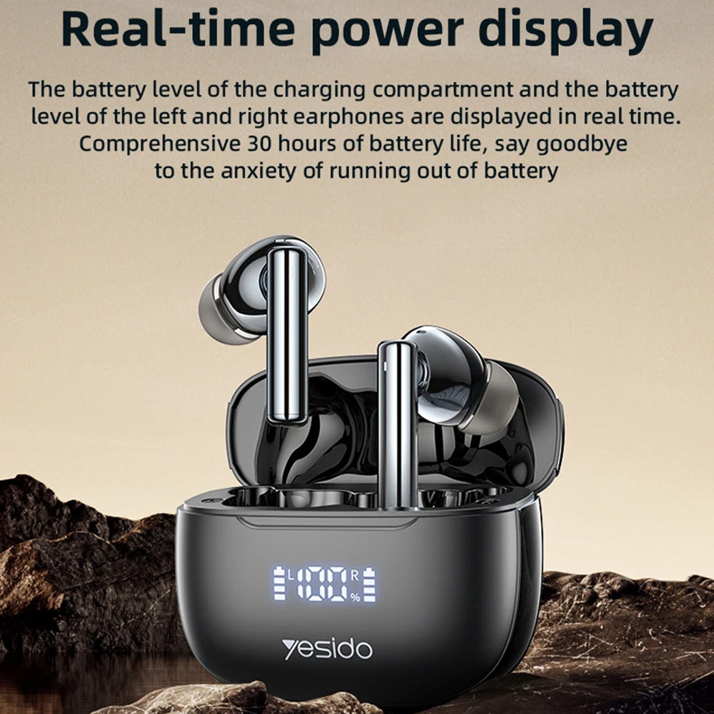 Handsfree Bluetooth Yesido TWS23, TWS, ANC, Musta