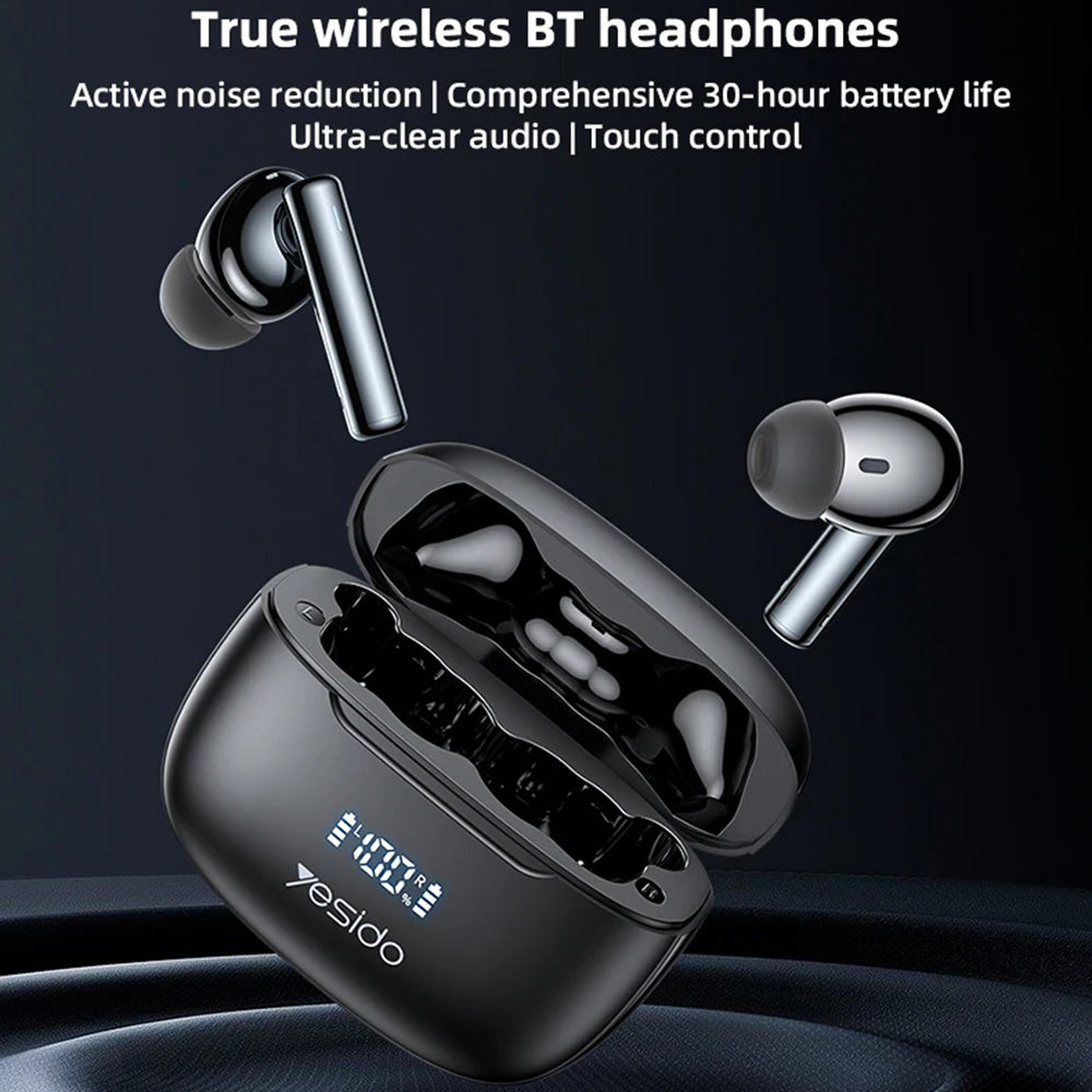Handsfree Bluetooth Yesido TWS23, TWS, ANC, Musta