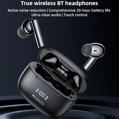 Handsfree Bluetooth Yesido TWS23, TWS, ANC, Musta