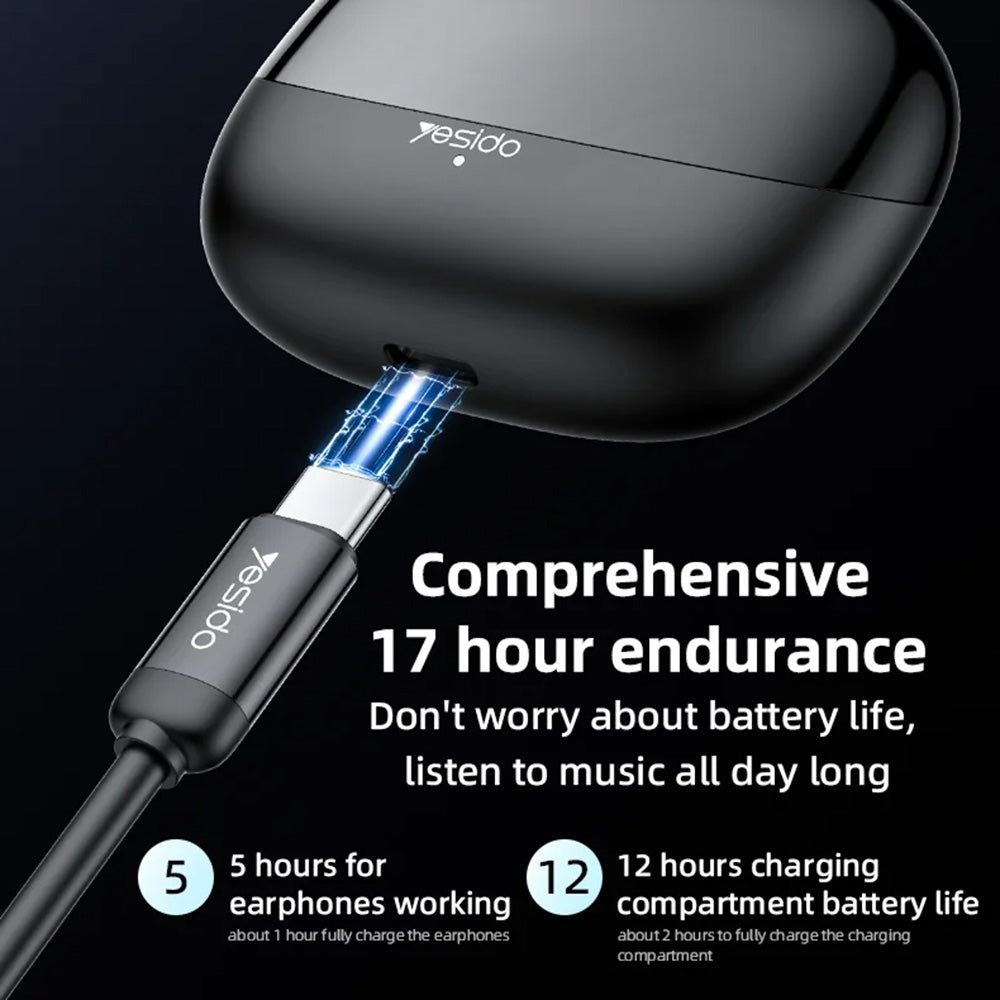 Handsfree Bluetooth Yesido TWS26, TWS, Musta