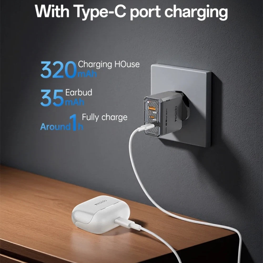 Handsfree Bluetooth Yesido TWS34, TWS, ANC, Valkoinen