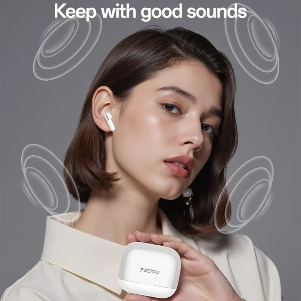 Handsfree Bluetooth Yesido TWS34, TWS, ANC, Valkoinen