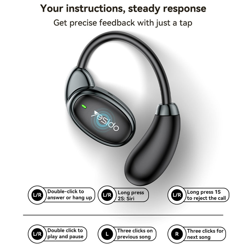 Handsfree Bluetooth Yesido YSP19 BL, TWS, Musta