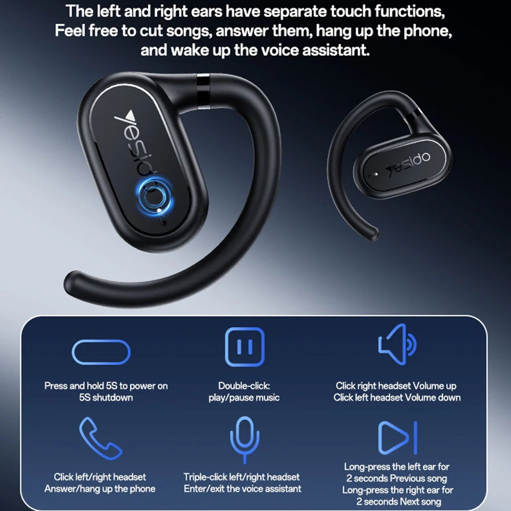 Handsfree Bluetooth Yesido YSP25, TWS, Musta