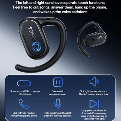 Handsfree Bluetooth Yesido YSP25, TWS, Musta