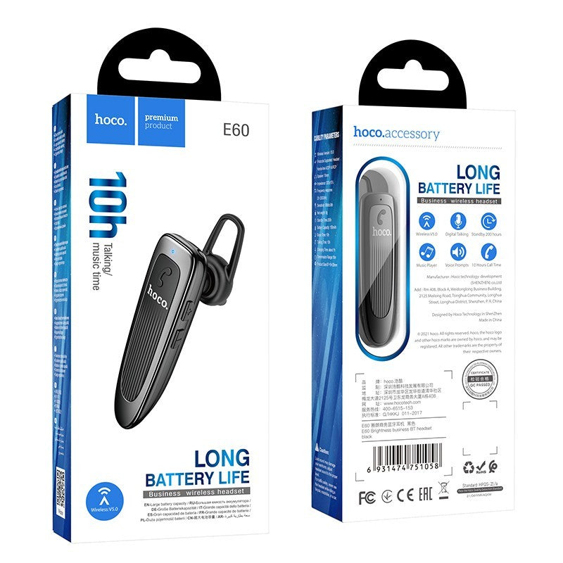 Handsfree Bluetooth HOCO E60 Brightness, A2DP, Musta