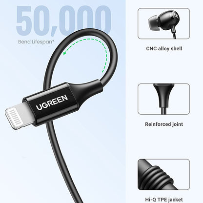 Handsfree Lightning UGREEN 30631, Musta