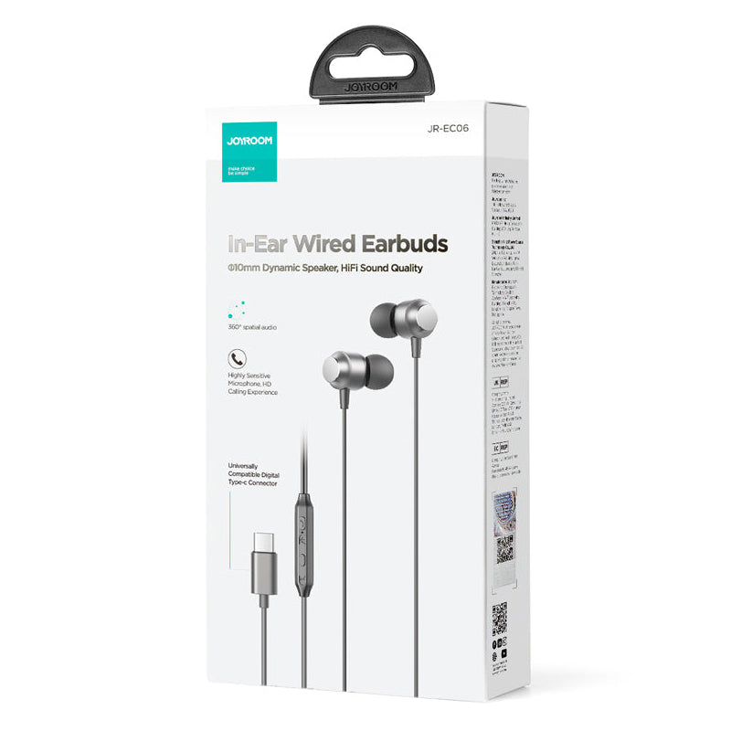 Handsfree USB-C Joyroom JR-EC06, Harmaa