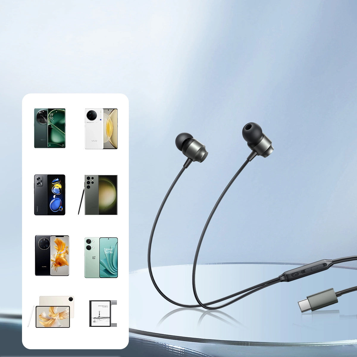 Handsfree USB-C Joyroom JR-EC06, Harmaa
