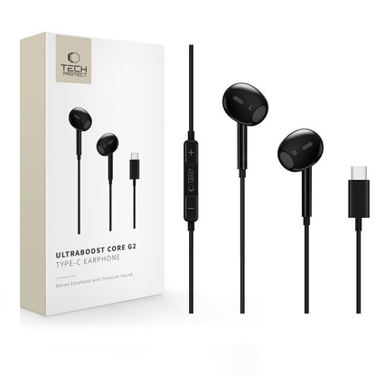 Handsfree USB-C Tech-Protect Ultraboost Core G2, Musta