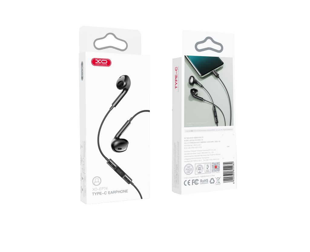 Handsfree USB-C XO Design EP74, Musta