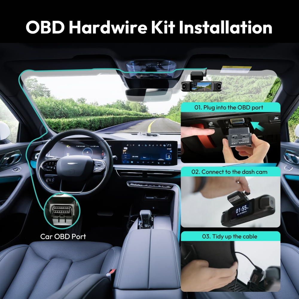 Botslab OBD-kiinteävirtakaapeli kameroille HK40 Plus / HK30 Pro / G500H Pro / G980H Pro / G300H Pro / V9H / G980H 4CH