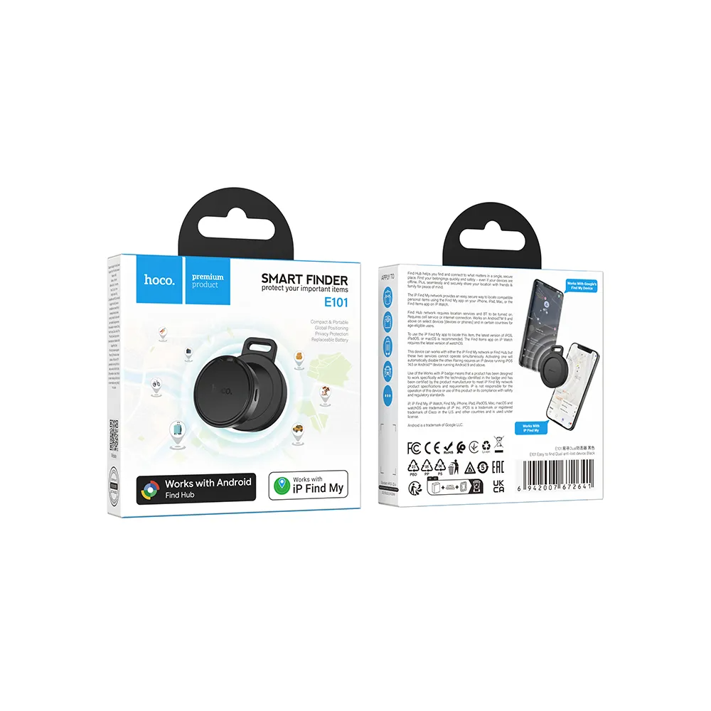 HOCO SmartTag E101 iOS / Android -sarjaan, musta