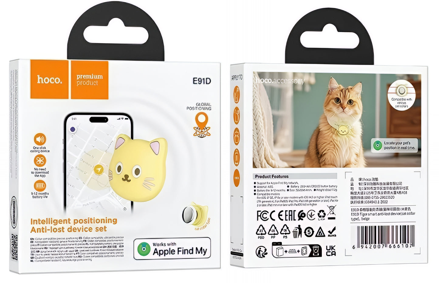 HOCO SmartTag E91D Cat iOS-sarjalle, Beige