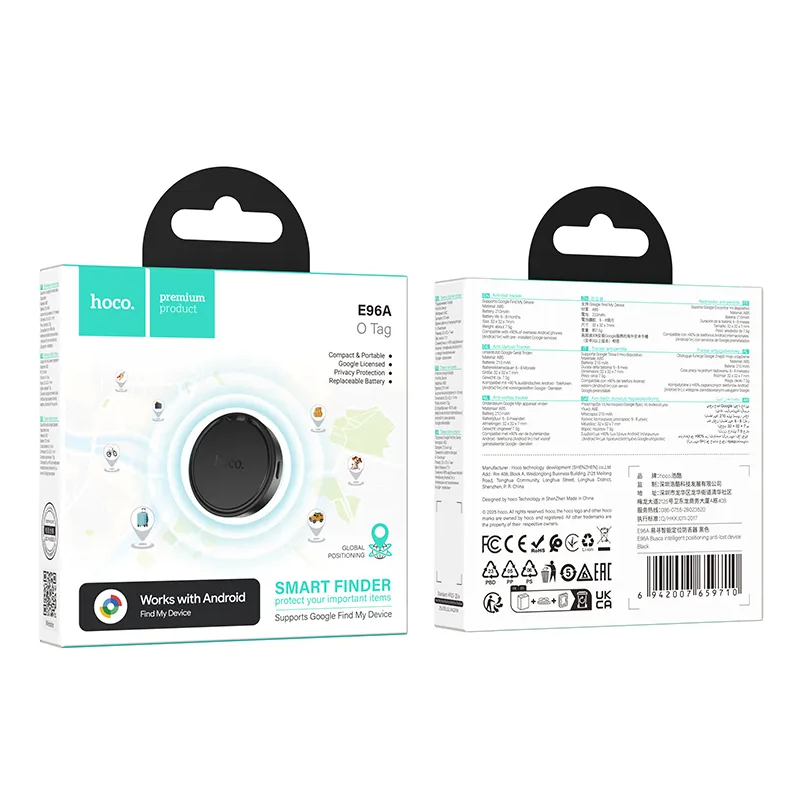 HOCO SmartTag E96A Android-sarjalle, Musta