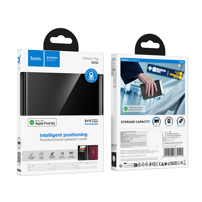 HOCO SmartTag Passport E91G iOS-sarjalle, musta
