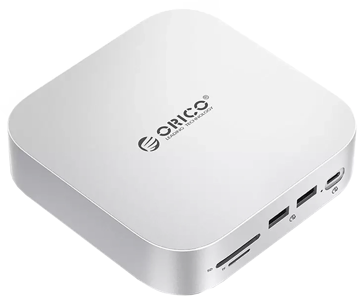 Orico MiniLink M48PR monitoiminen keskitin Apple Mac Mini M4:lle, 9-in-1, hopea