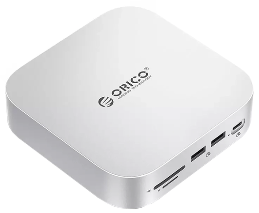 Orico MiniLink M48PR monitoiminen keskitin Apple Mac Mini M4:lle, 9-in-1, hopea