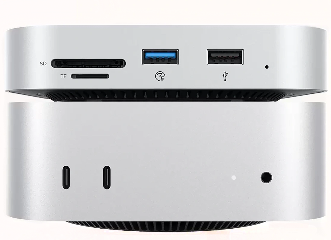 Orico MiniLink M48PR monitoiminen keskitin Apple Mac Mini M4:lle, 9-in-1, hopea