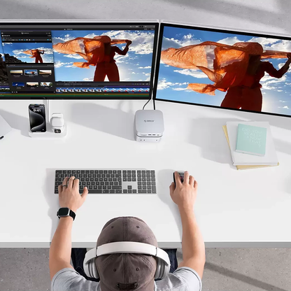 Orico MiniLink M48PR monitoiminen keskitin Apple Mac Mini M4:lle, 9-in-1, hopea