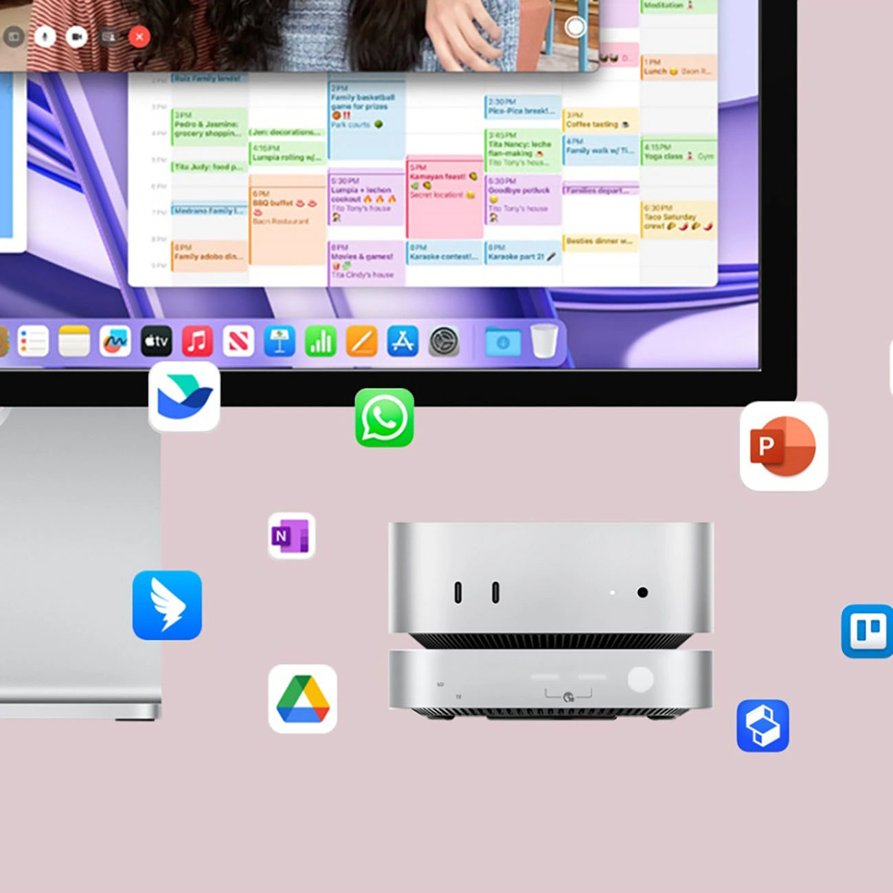 Orico MiniLink M49P monitoimihubi Apple Mac Mini M4:lle, 9-in-1, hopea