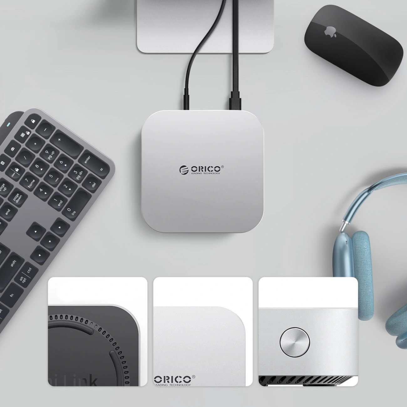 Orico MiniLink M49P monitoimihubi Apple Mac Mini M4:lle, 9-in-1, hopea