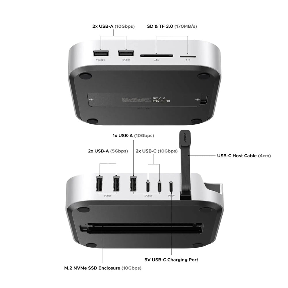 Monitoimikeskus GREEN CM841 (65487) Apple Mac Mini M4:lle, Musta