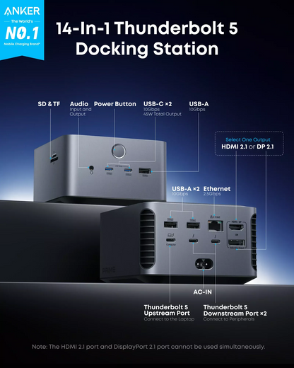 Hub Thunderbolt Anker Prime TB5, 14in1, Harmaa A83B53A1