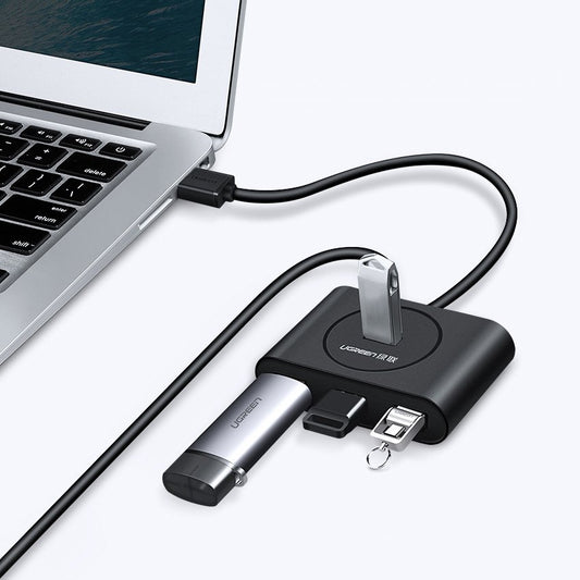 UGREEN CR113 USB-hubi, 4 x USB-A 3.0, 0,5 m, Musta
