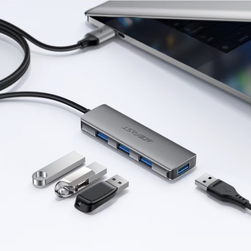 USB-hubi Acefast J17, 4in1, Harmaa
