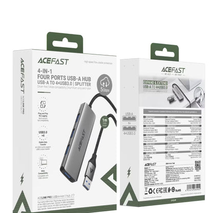 USB-hubi Acefast J17, 4in1, Harmaa